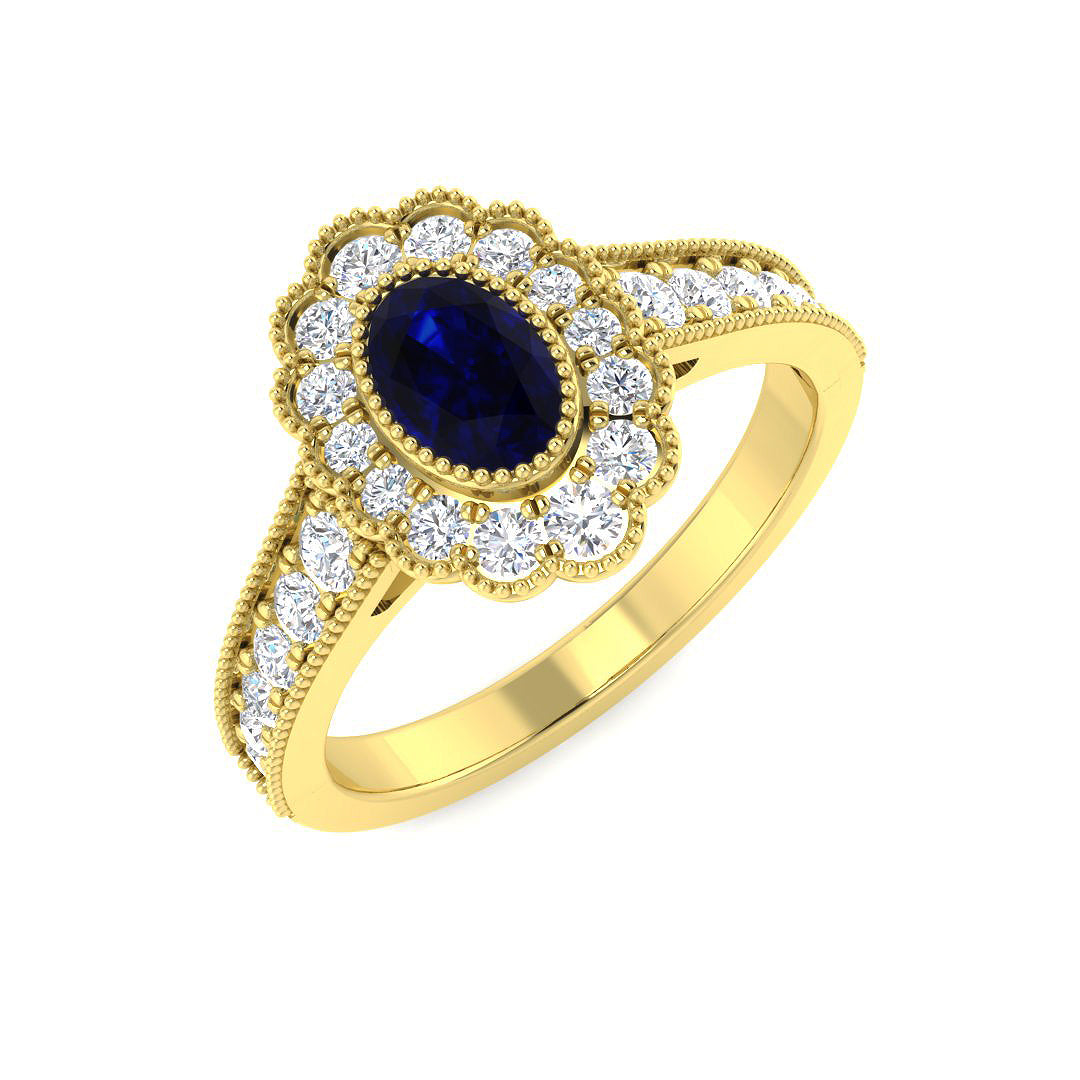 9ct Yellow Gold 0.98ct Multi Sapphire Ring