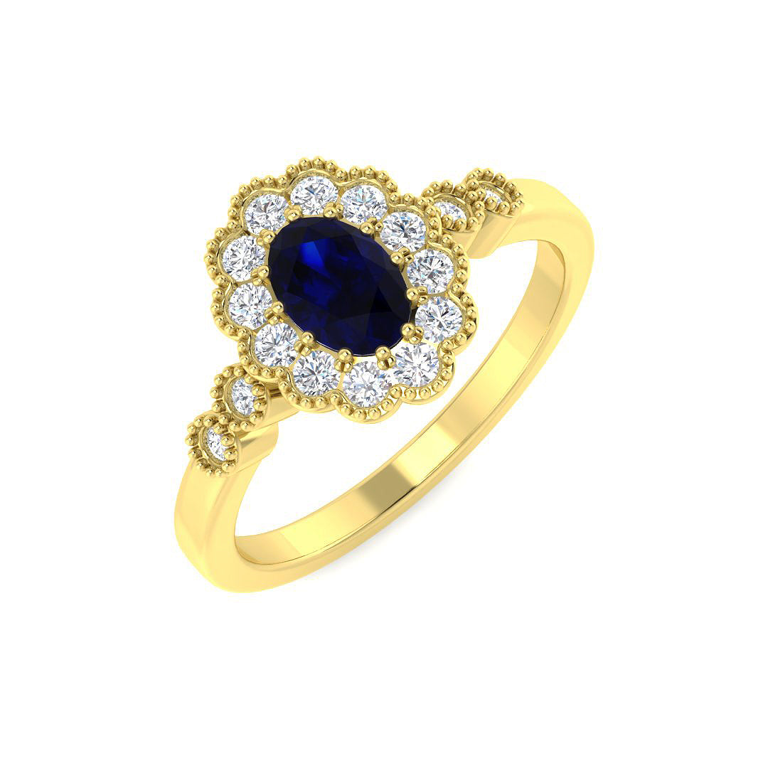 9ct Yellow Gold 0.90ct Multi Sapphire Ring
