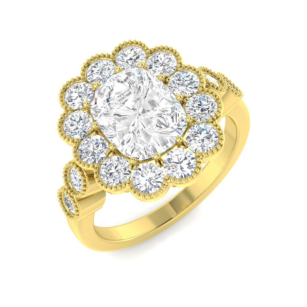 9ct Yellow Gold 3.22ct D VS1 Laboratory Grown Cvd Old Cut Ring