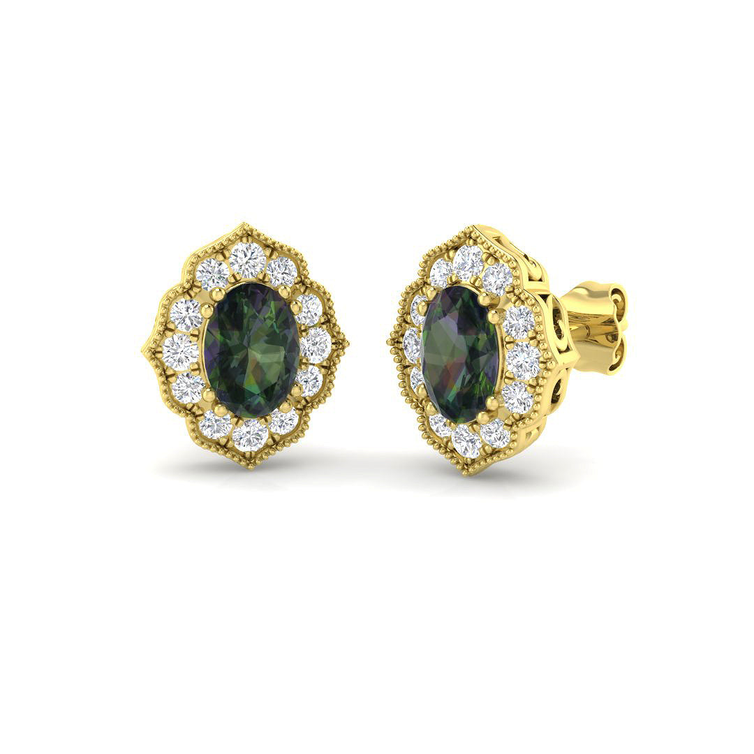 9ct Yellow Gold 2.86ct Teal Sapphire Earrings