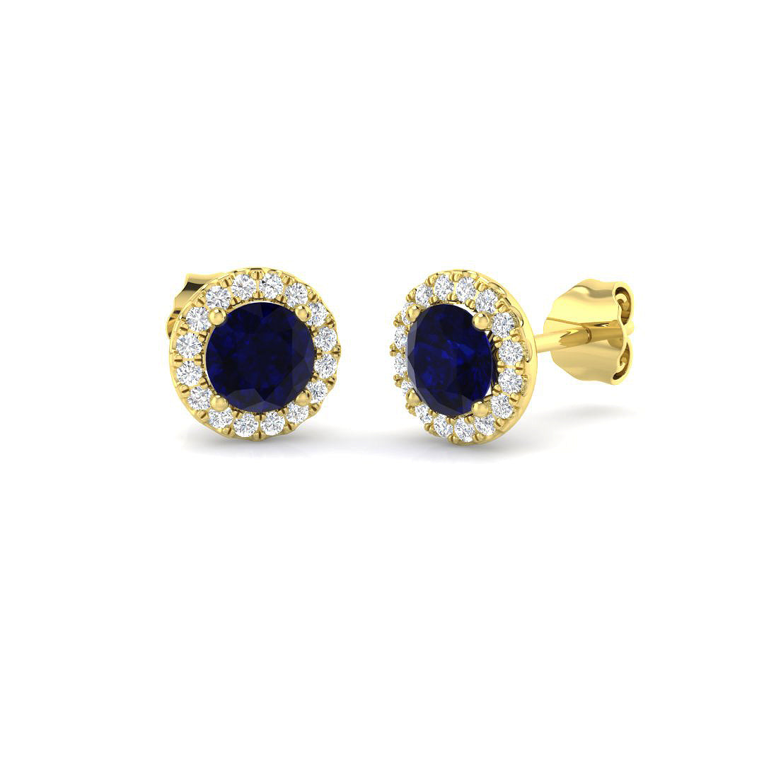 9ct Yellow Gold 1.85ct Blue Sapphire Earrings