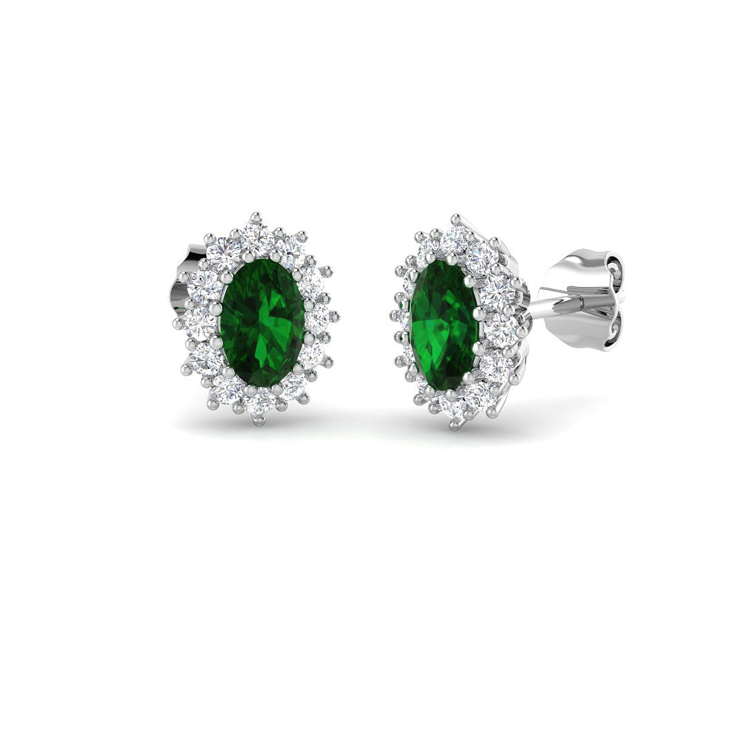 9ct White Gold 1.22ct Emerald Earrings