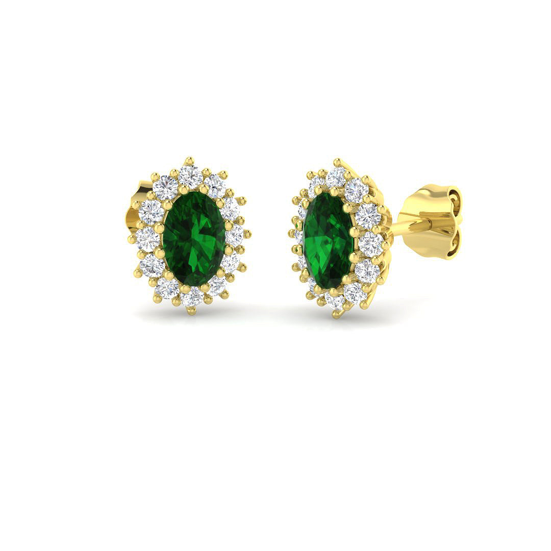 9ct Yellow Gold 1.22ct Emerald Earrings