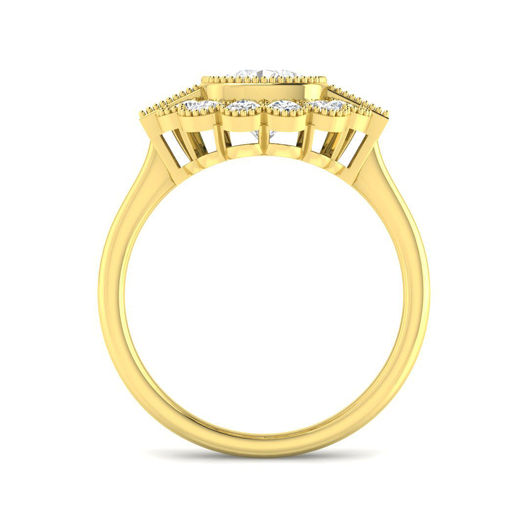 9ct Yellow Gold 2.91ct E VVS2 Laboratory Grown Cvd Old Cut Ring