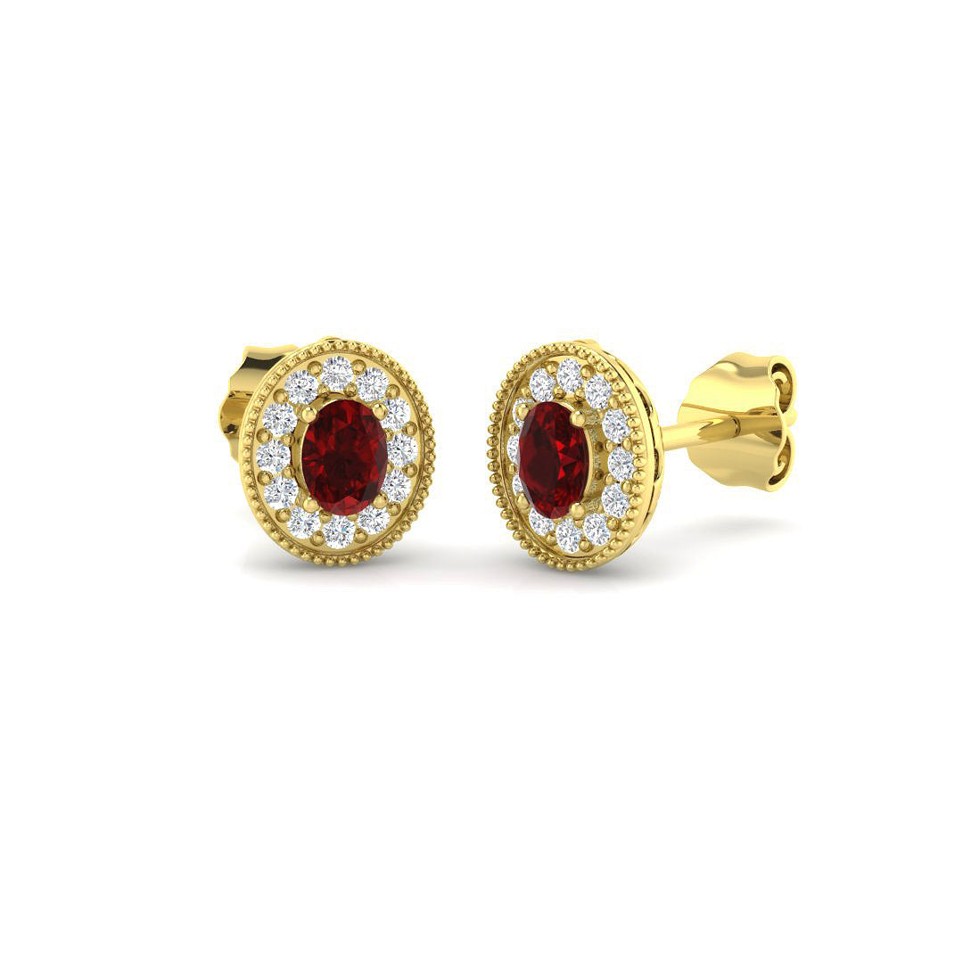 9ct Yellow Gold 0.60ct Ruby Earrings