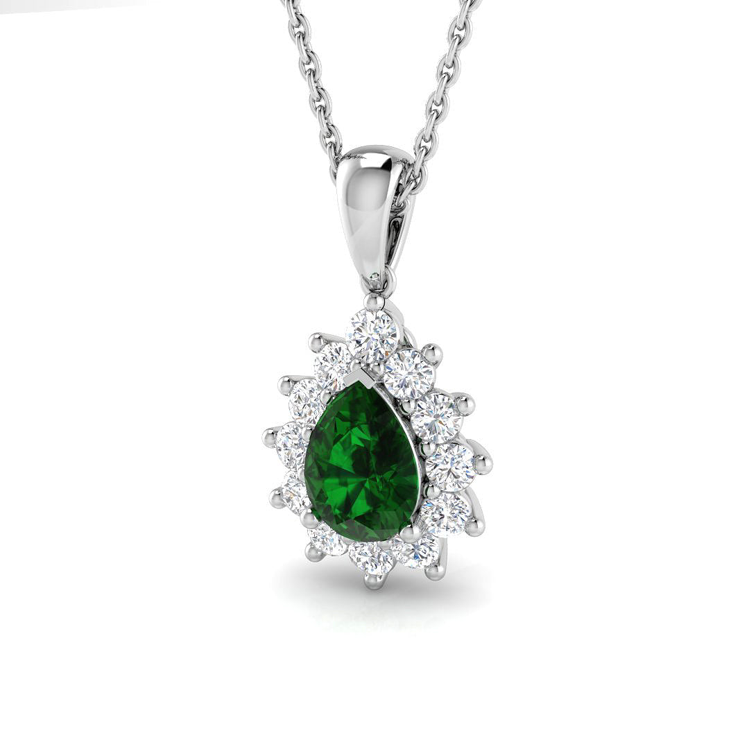 9ct White Gold 0.92ct Emerald Pendant