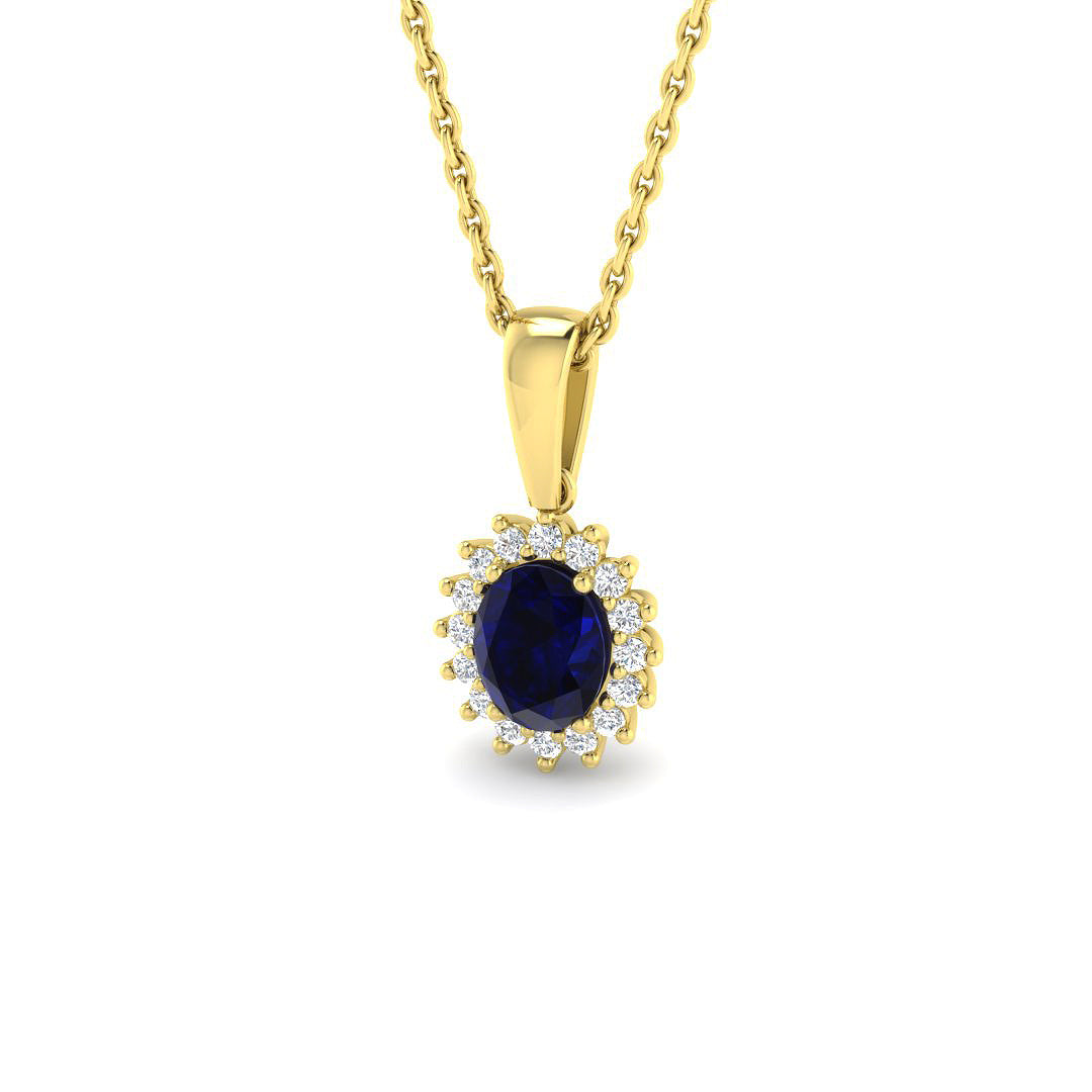 9ct Yellow Gold 0.67ct Blue Sapphire Pendant