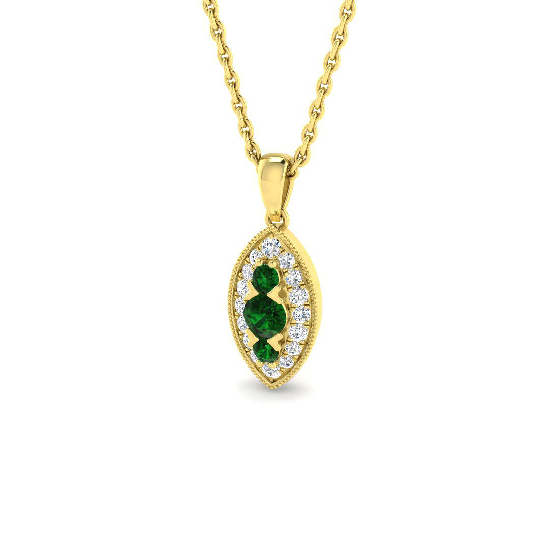 9ct Yellow Gold 0.21ct Emerald Pendant