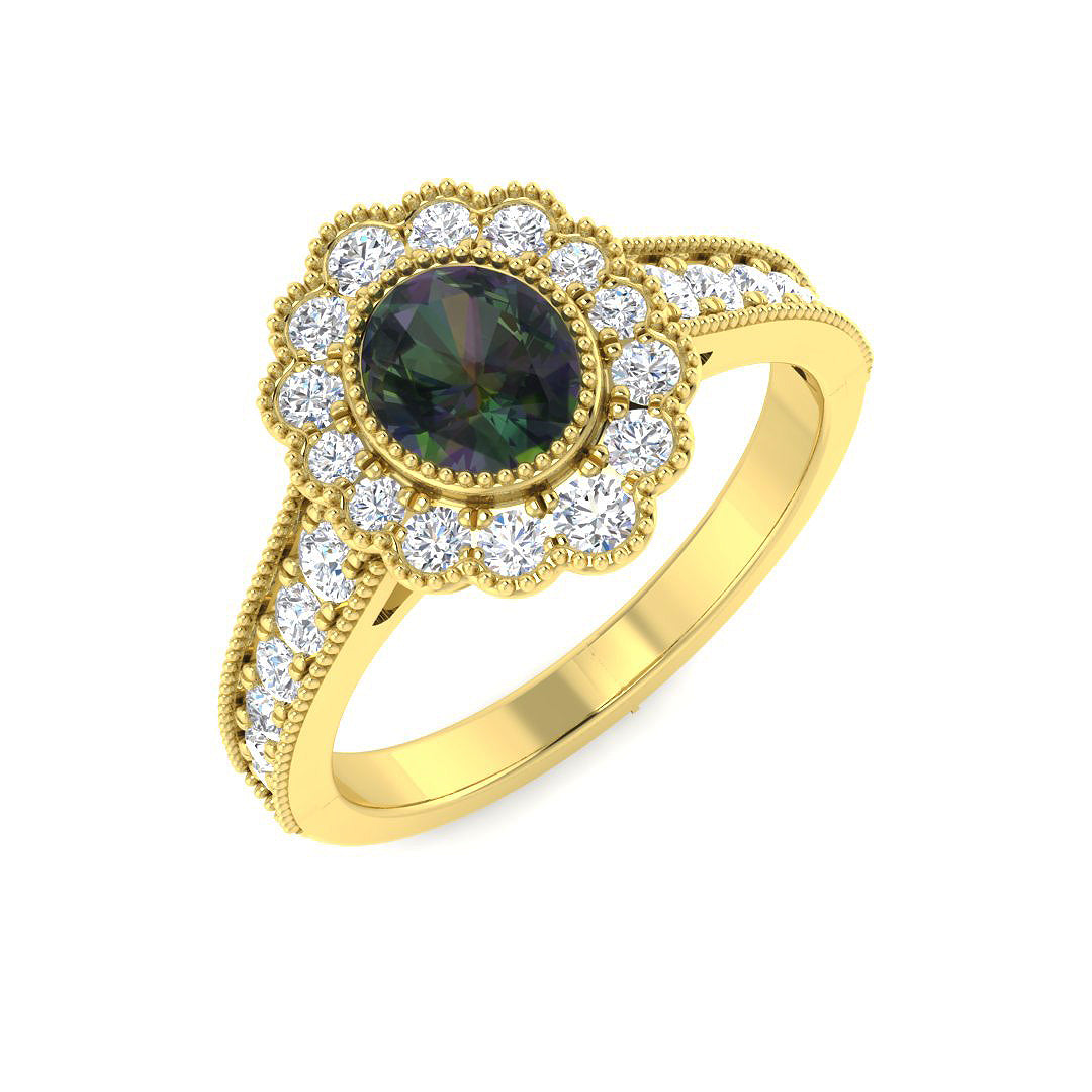 9ct Yellow Gold 1.25ct Teal Sapphire Ring