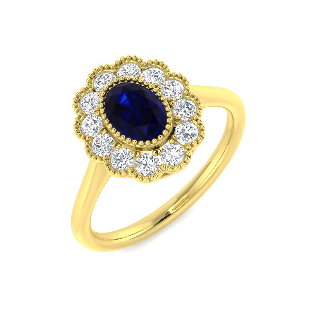 9ct Yellow Gold 1.18ct Blue Sapphire Ring
