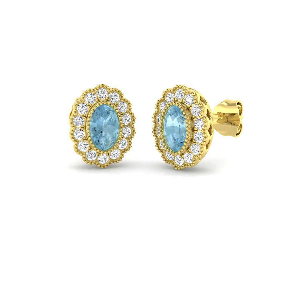 9ct Yellow Gold 1.17ct Aquamarine Earrings