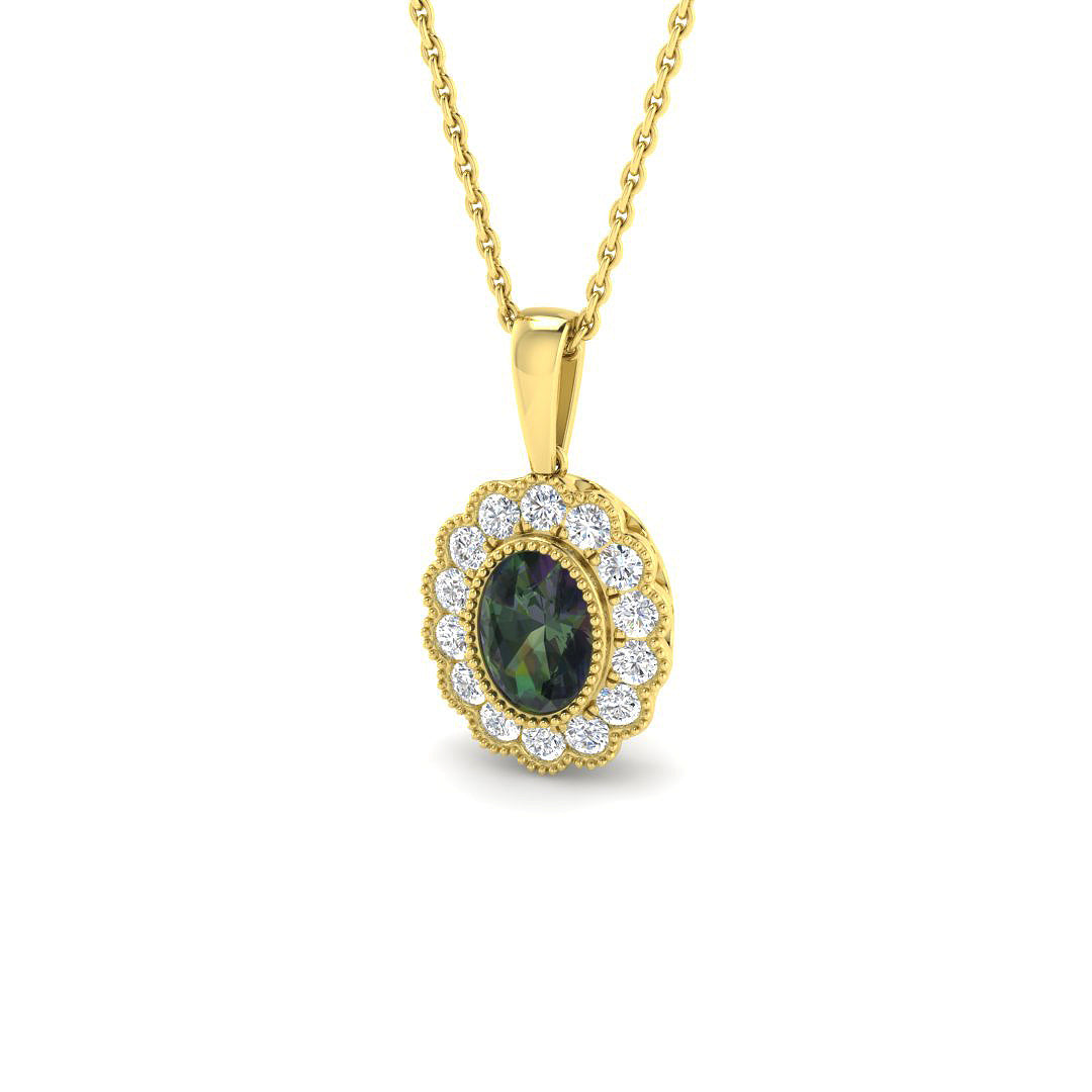 9ct Yellow Gold 1.20ct Teal Sapphire Pendant