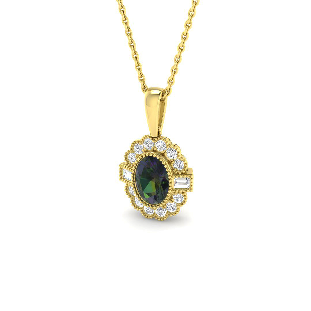 9ct Yellow Gold 1.36ct Teal Sapphire Pendant