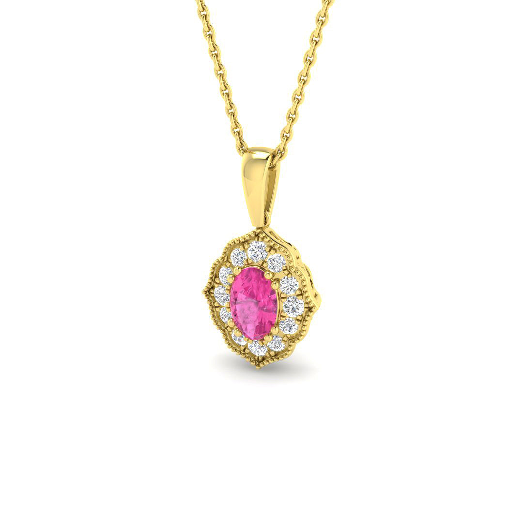 9ct Yellow Gold 0.89ct Pink Sapphire Pendant