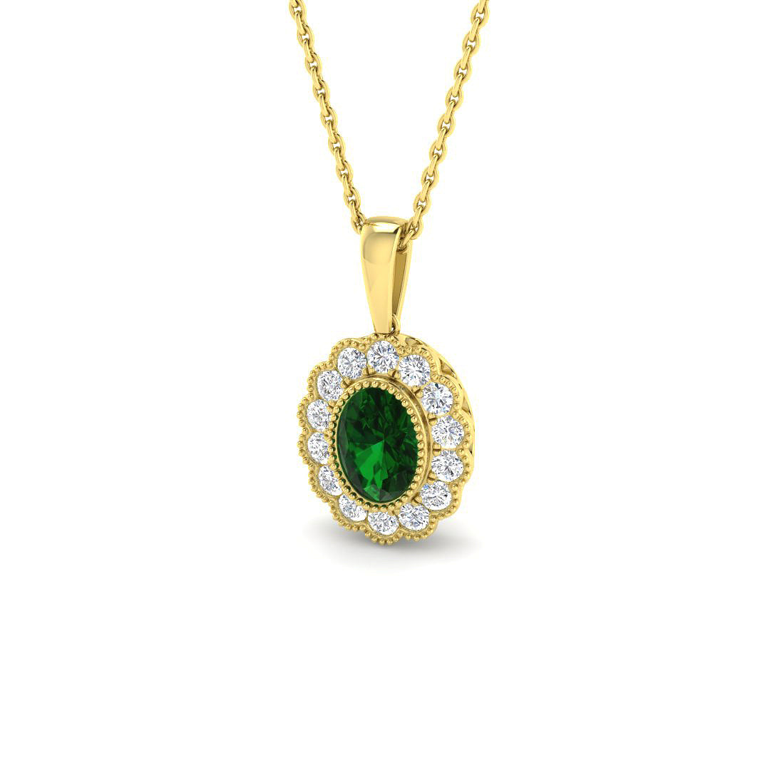 9ct Yellow Gold 1.06ct Emerald Pendant