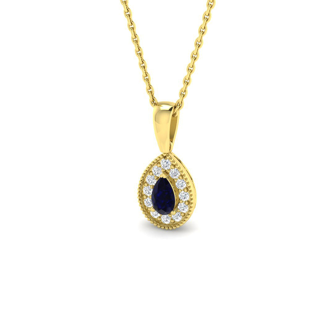 9ct Yellow Gold 0.33ct Blue Sapphire Pendant