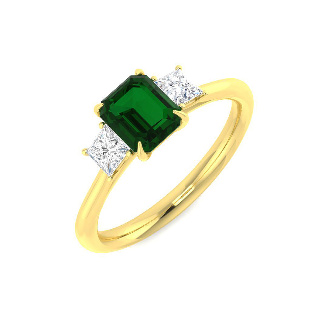 9ct Yellow Gold 1.22ct Laboratory Grown Lab Emerald Ring