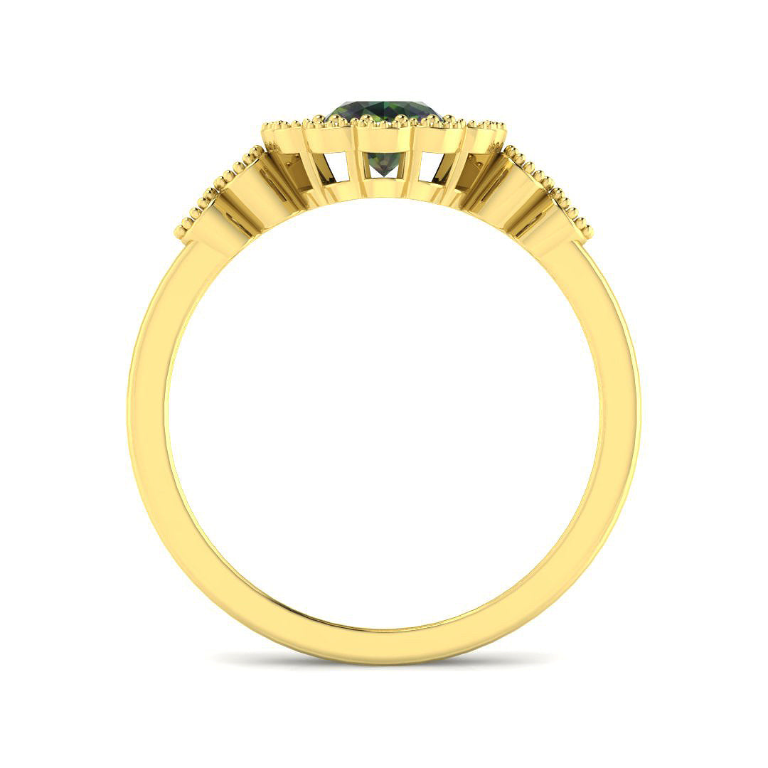 9ct Yellow Gold 1.25ct Teal Sapphire Ring