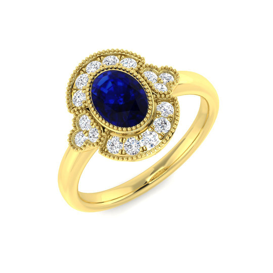 9ct Yellow Gold 1.23ct Blue Sapphire Ring