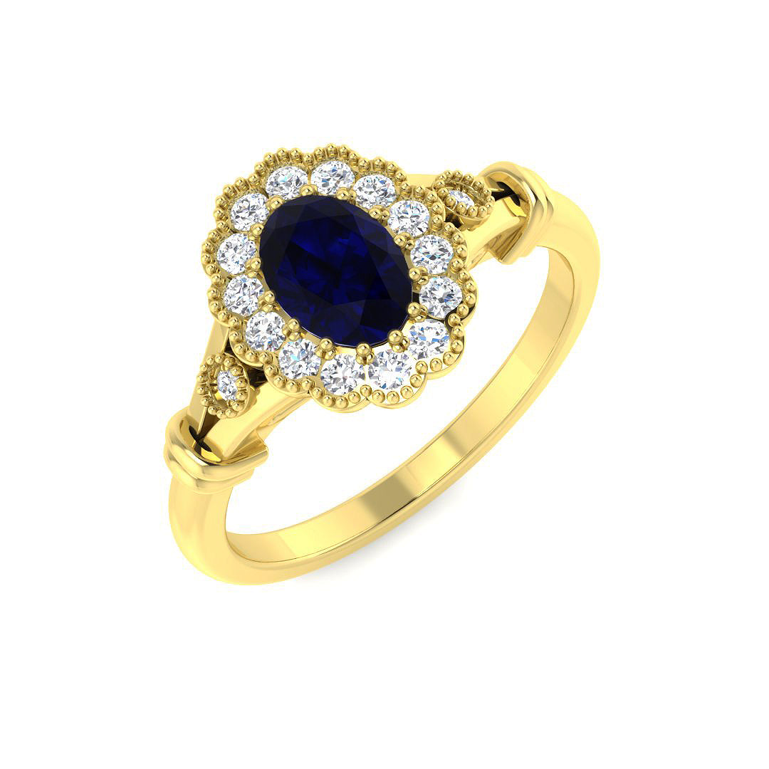 9ct Yellow Gold 0.95ct Blue Sapphire Ring