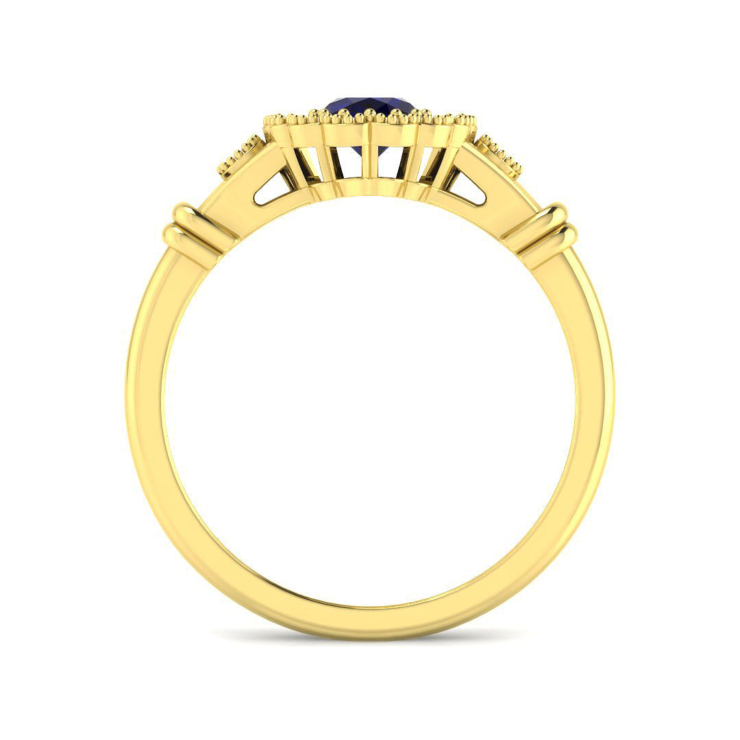 9ct Yellow Gold 0.95ct Blue Sapphire Ring