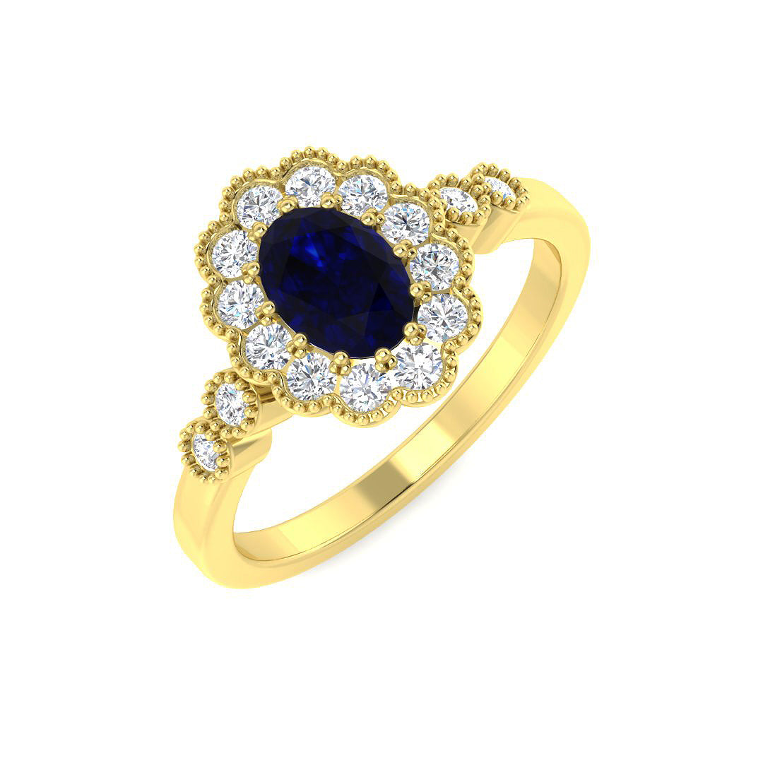 9ct Yellow Gold 1.21ct Blue Sapphire Ring