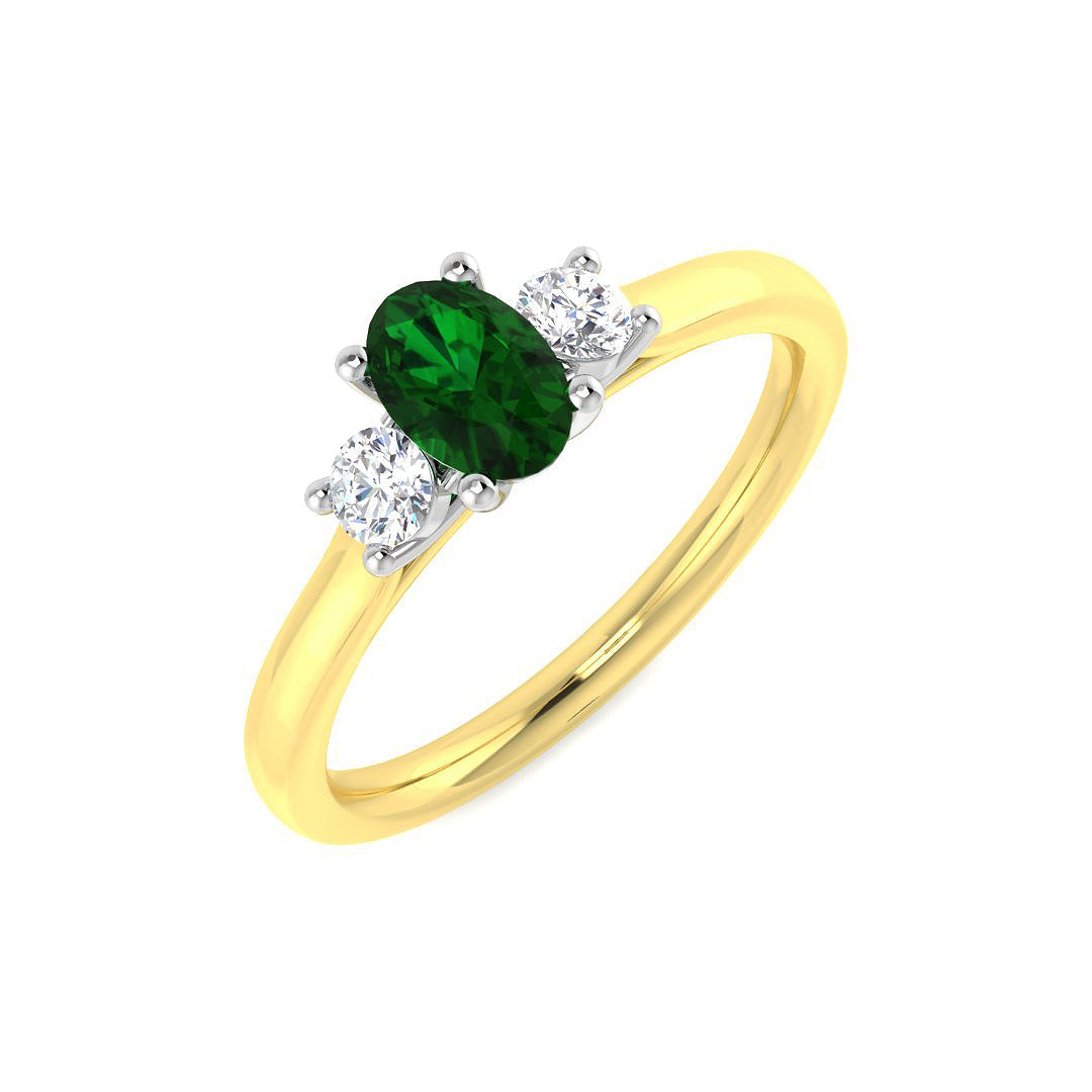9ct Two-Tone Gold 0.64ct Emerald Ring