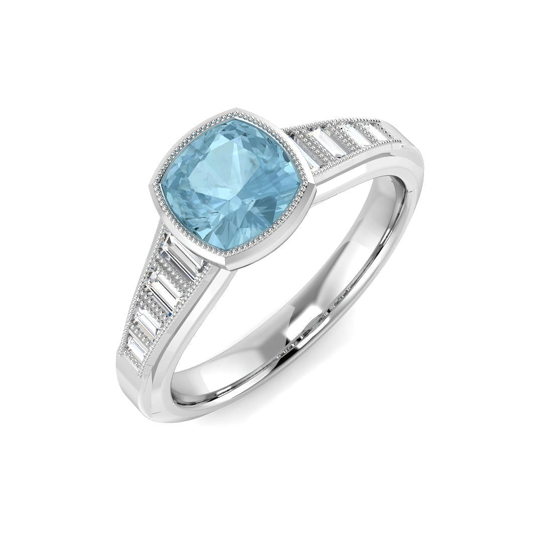 9ct White Gold 1.15ct Aquamarine Ring