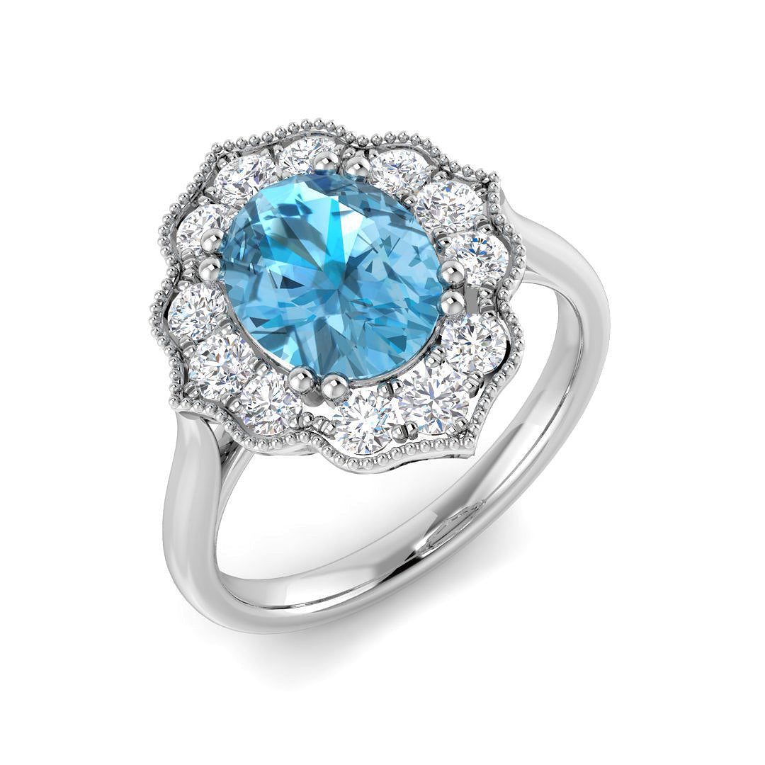 9ct White Gold 2.89ct Sky Blue Topaz Ring