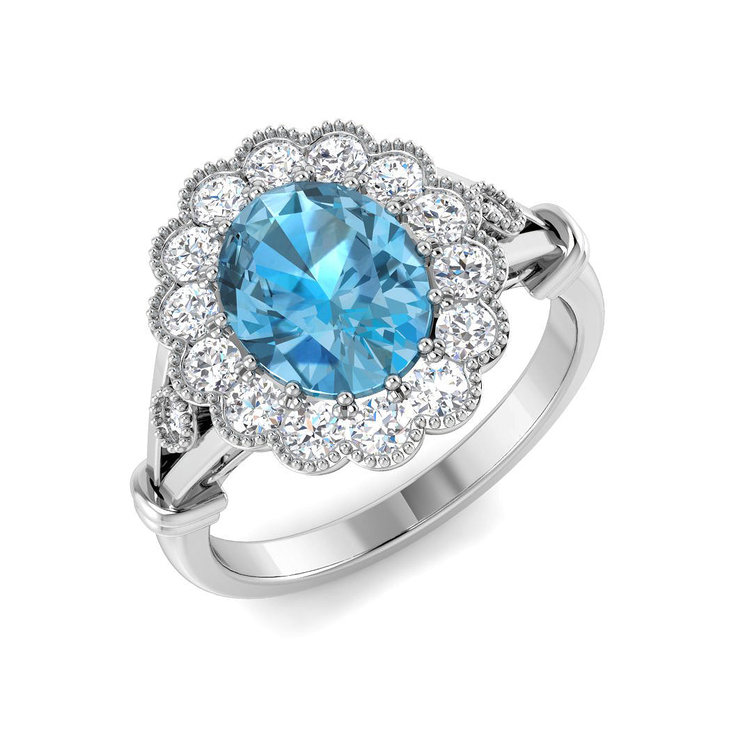 9ct White Gold 2.79ct Sky Blue Topaz Ring