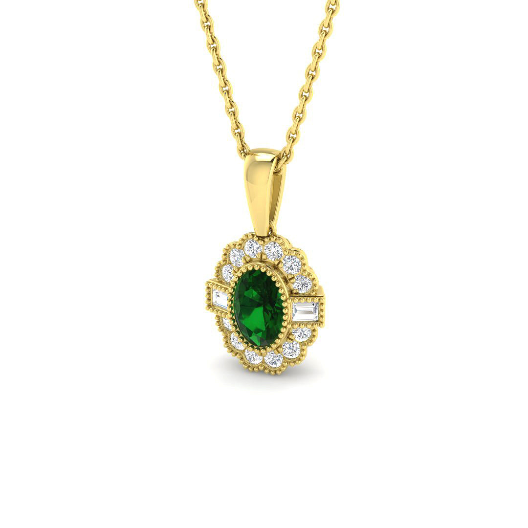 9ct Yellow Gold 0.59ct Emerald Pendant