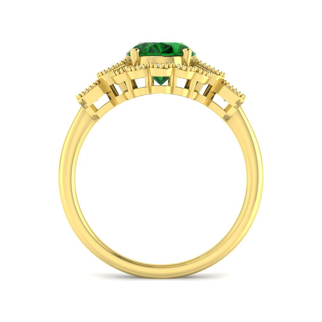 9ct Yellow Gold 2.82ct Laboratory Grown Lab Columbian Emerald Ring