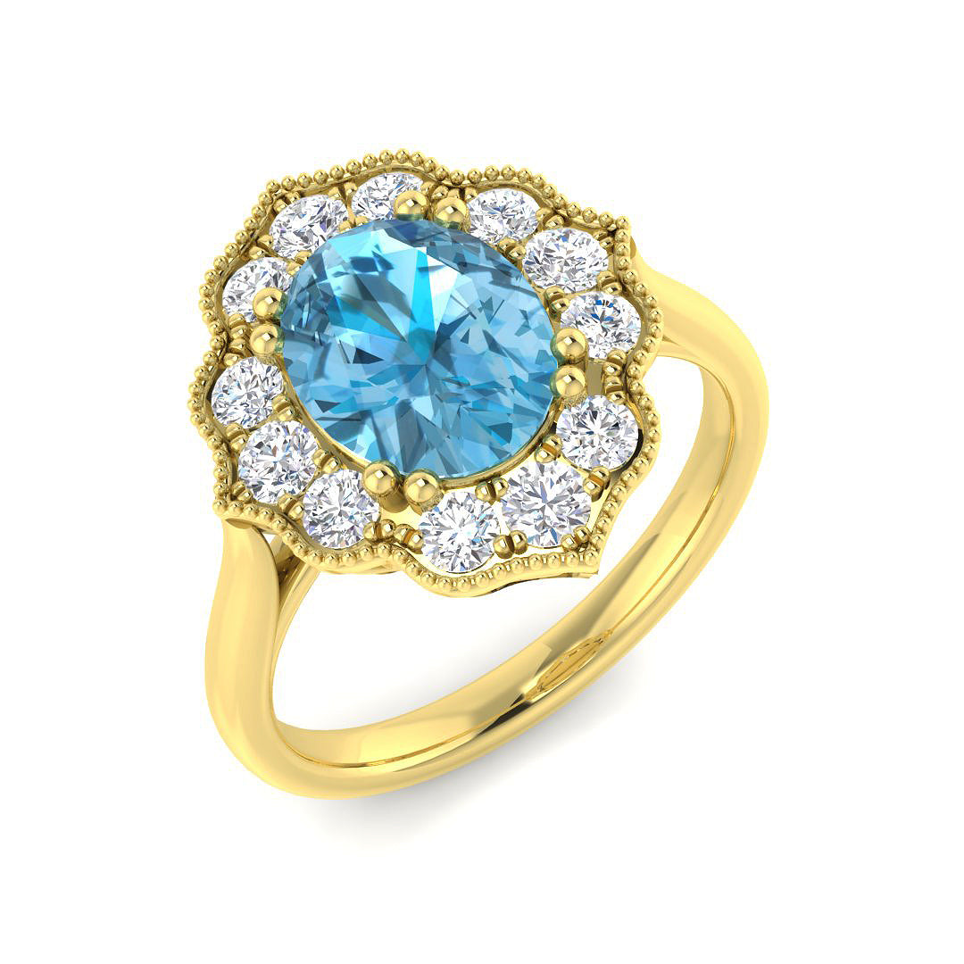9ct Yellow Gold 2.89ct Sky Blue Topaz Ring