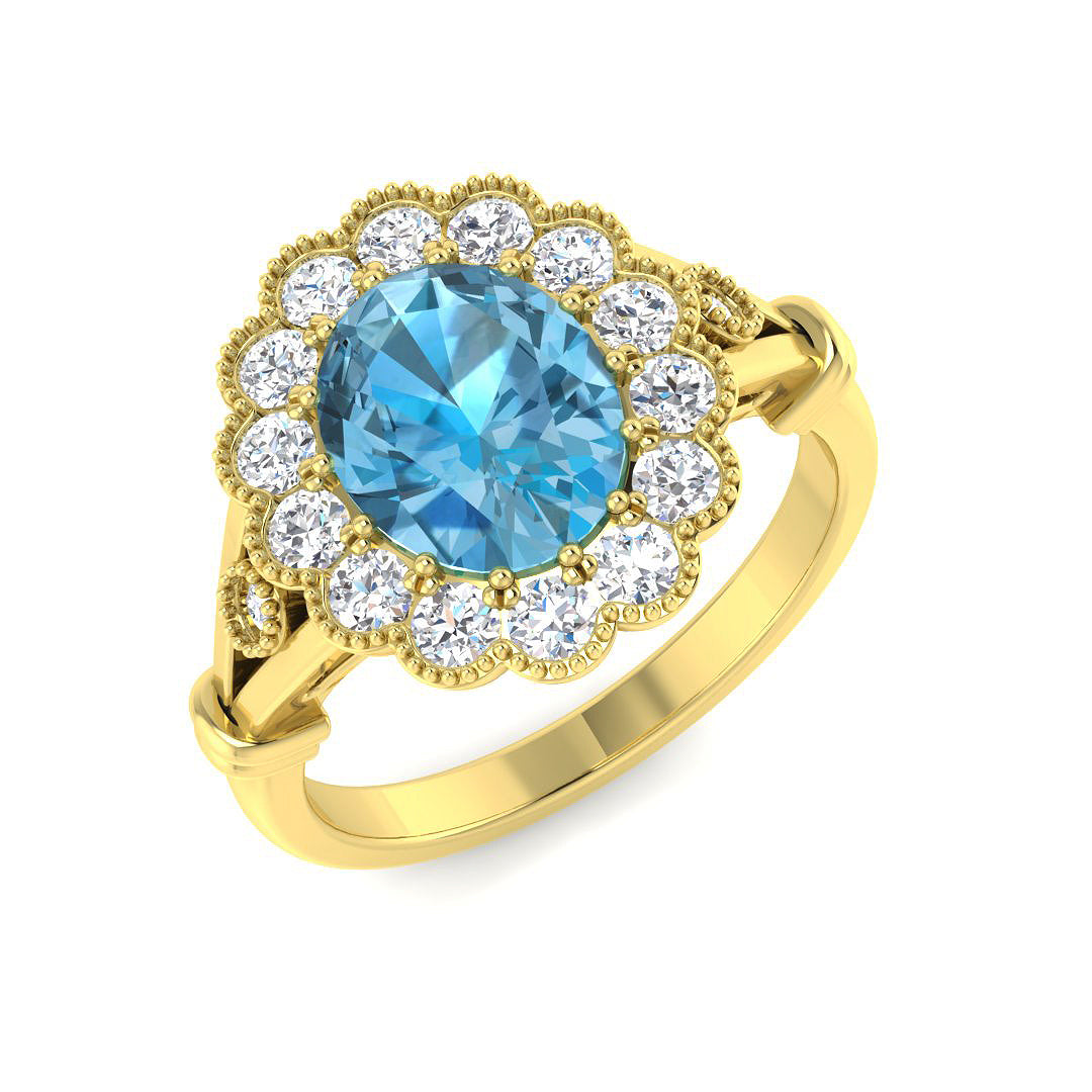9ct Yellow Gold 2.79ct Sky Blue Topaz Ring