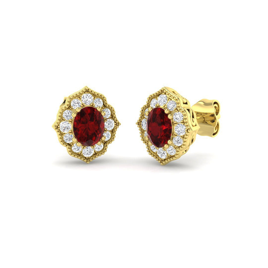 9ct Yellow Gold 1.14ct Ruby Earrings