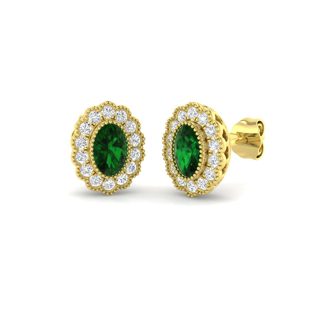 9ct Yellow Gold 1.22ct Emerald Earrings