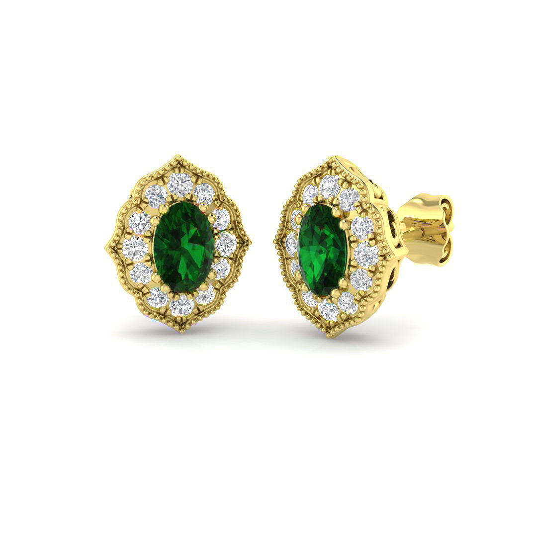 9ct Yellow Gold 1.39ct Emerald Earrings