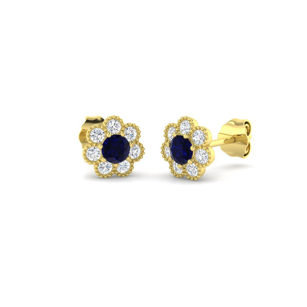 9ct Yellow Gold 0.93ct Blue Sapphire Earrings