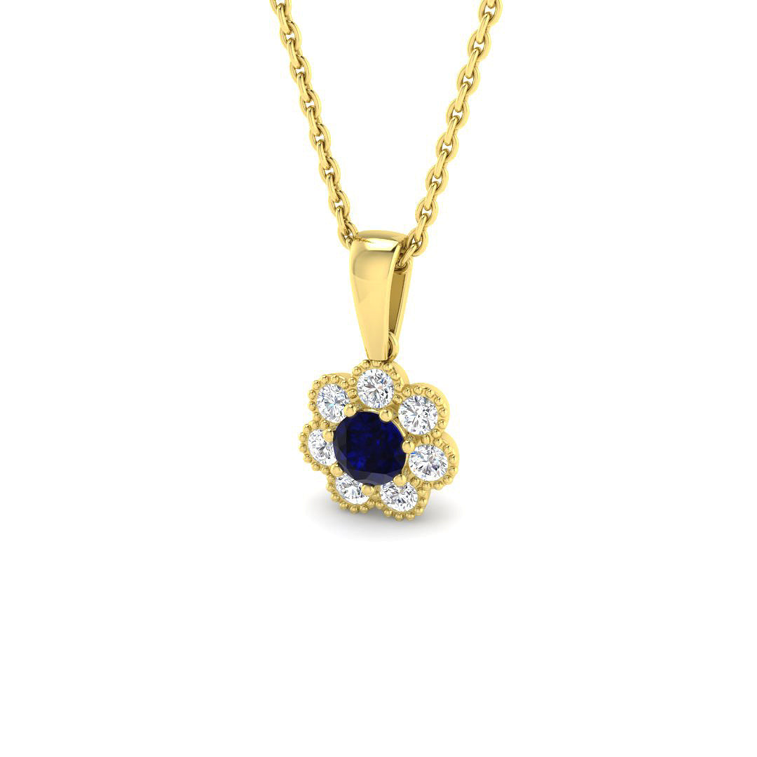 9ct Yellow Gold 0.48ct Blue Sapphire Pendant
