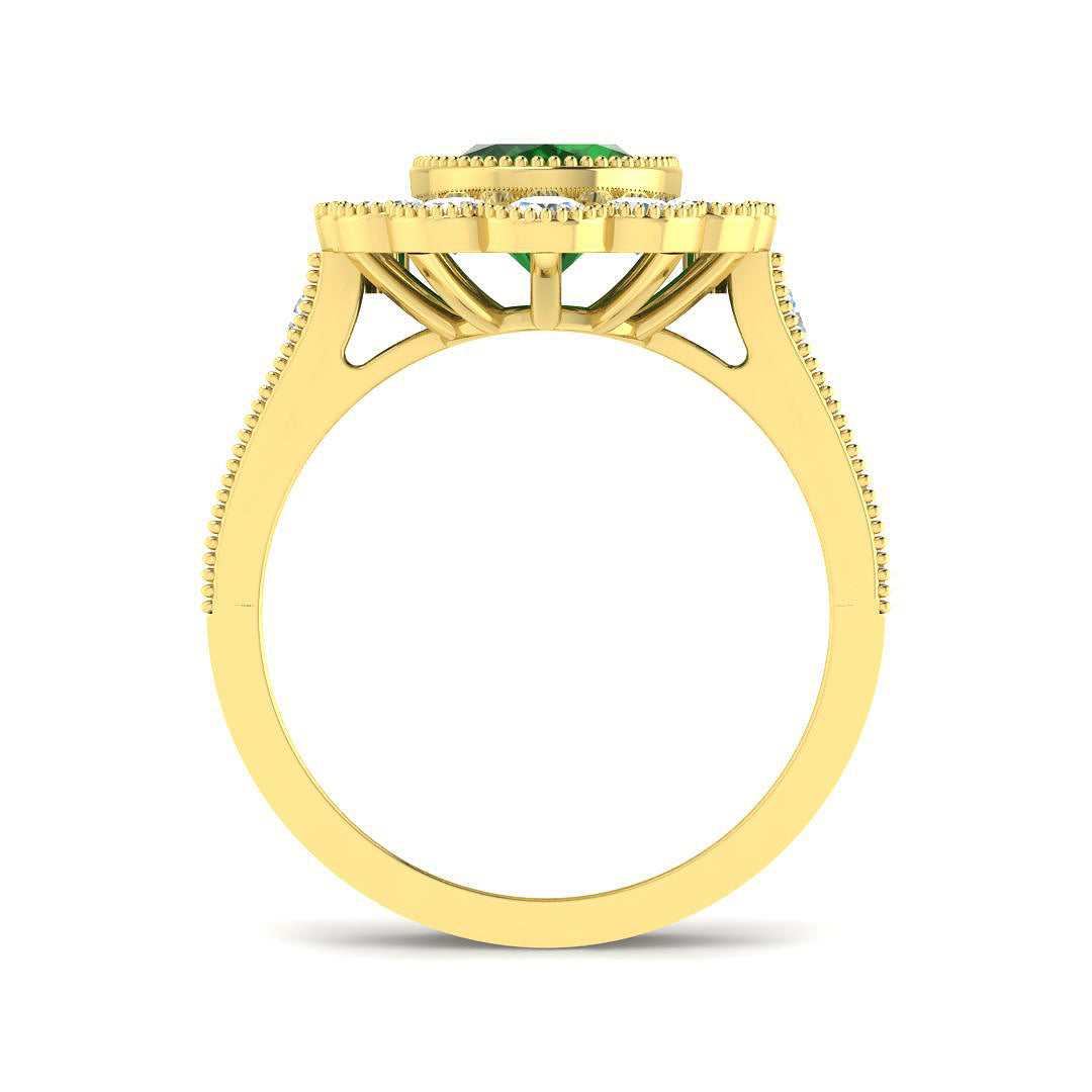 9ct Yellow Gold 3.06ct Laboratory Grown Lab Columbian Emerald Ring