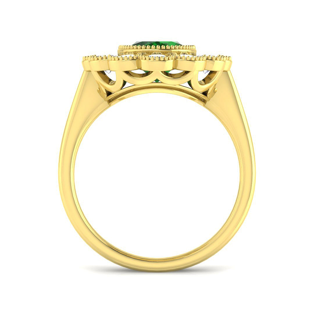 9ct Yellow Gold 2.80ct Laboratory Grown Lab Columbian Emerald Ring