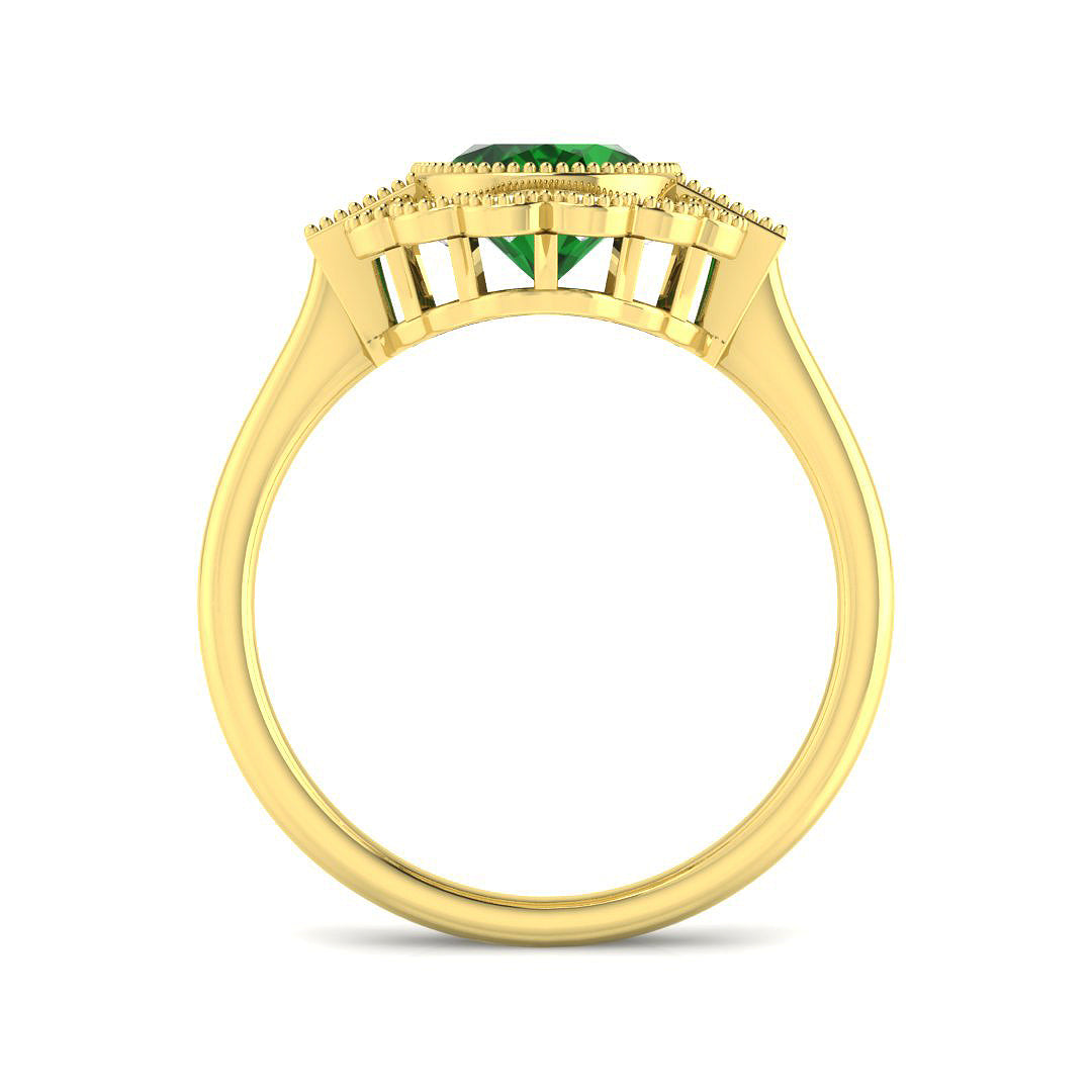9ct Yellow Gold 2.15ct Laboratory Grown Lab Columbian Emerald Ring