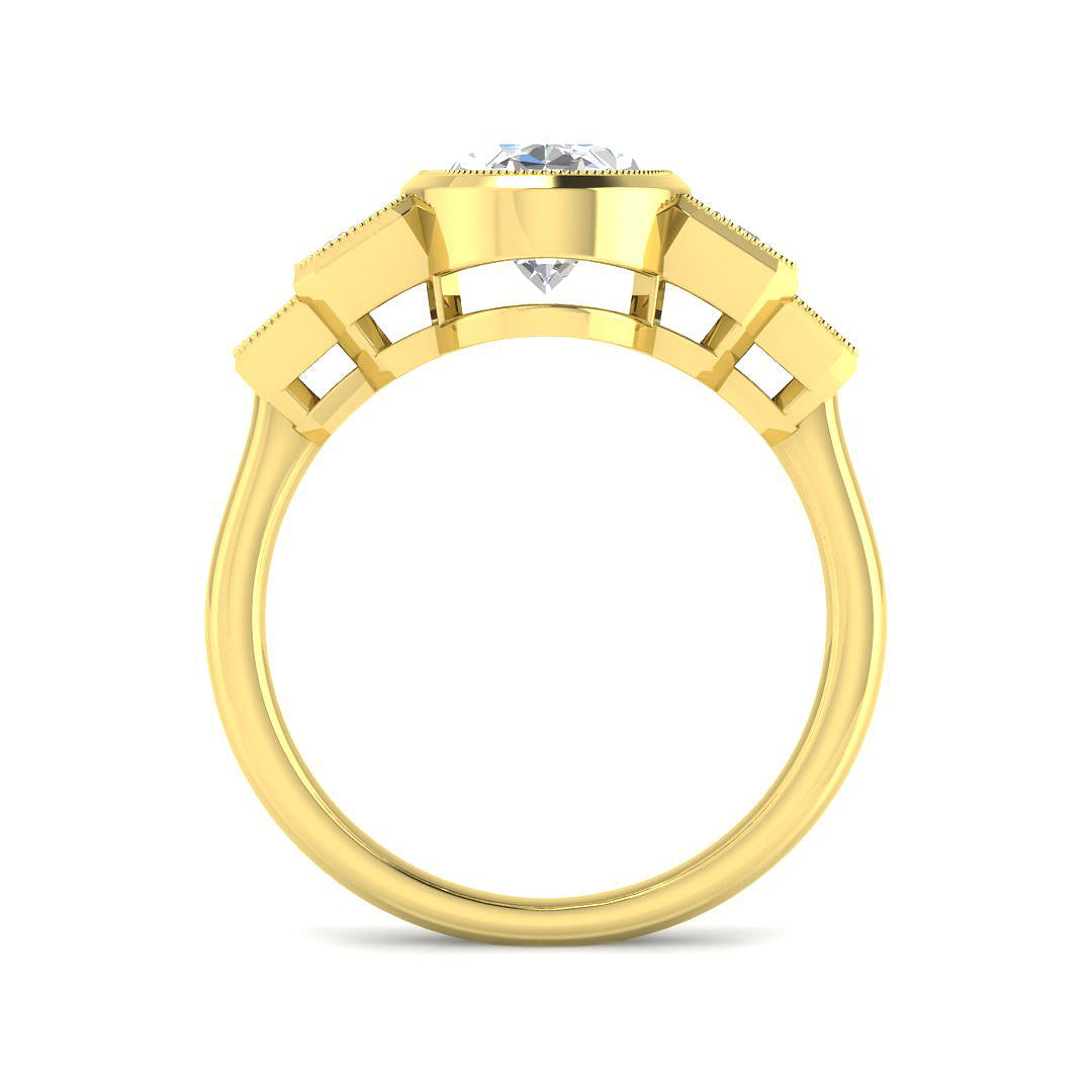 9ct Yellow Gold 3.21ct E VS2 Laboratory Grown CVD Ring