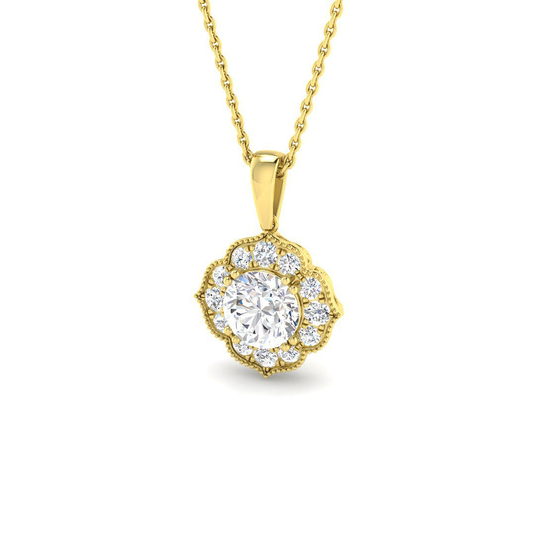 9ct Yellow Gold 1.39ct D VVS2 Laboratory Grown Cvd Old Cut Pendant
