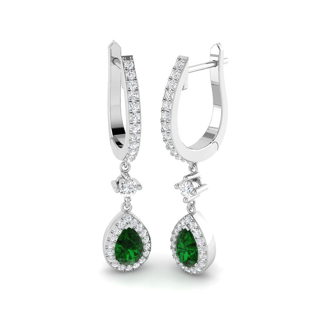 9ct White Gold 1.16ct Emerald Earrings