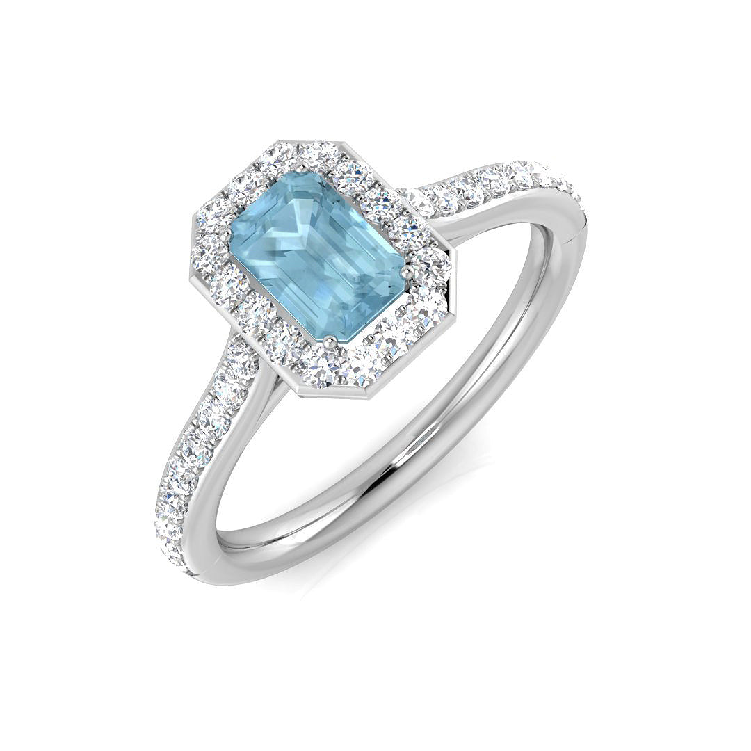 9ct White Gold 0.91ct Aquamarine Ring