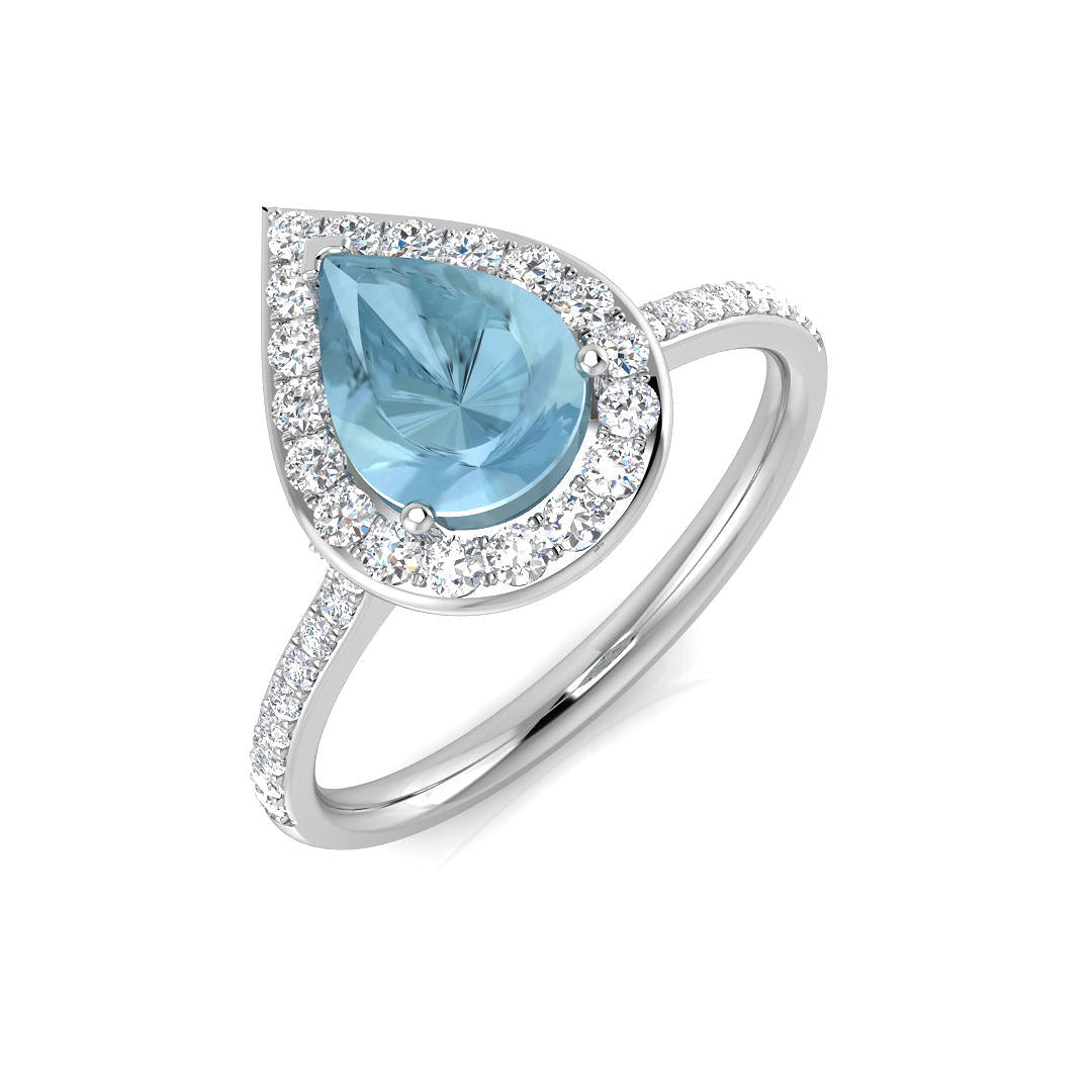 9ct White Gold 1.20ct Aquamarine Ring