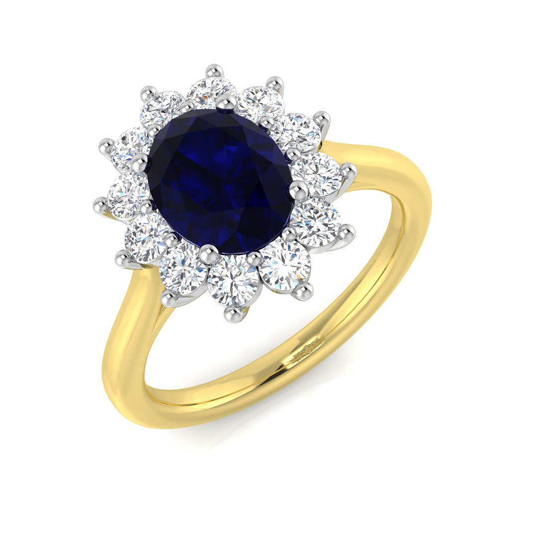 18ct Two-Tone Gold 2.04ct Blue Sapphire Ring