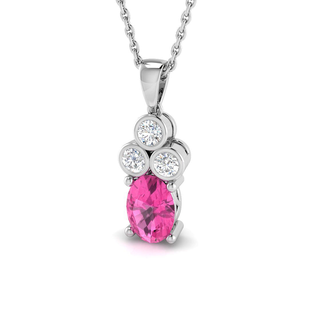18ct White Gold 1.08ct Pink Sapphire Pendant