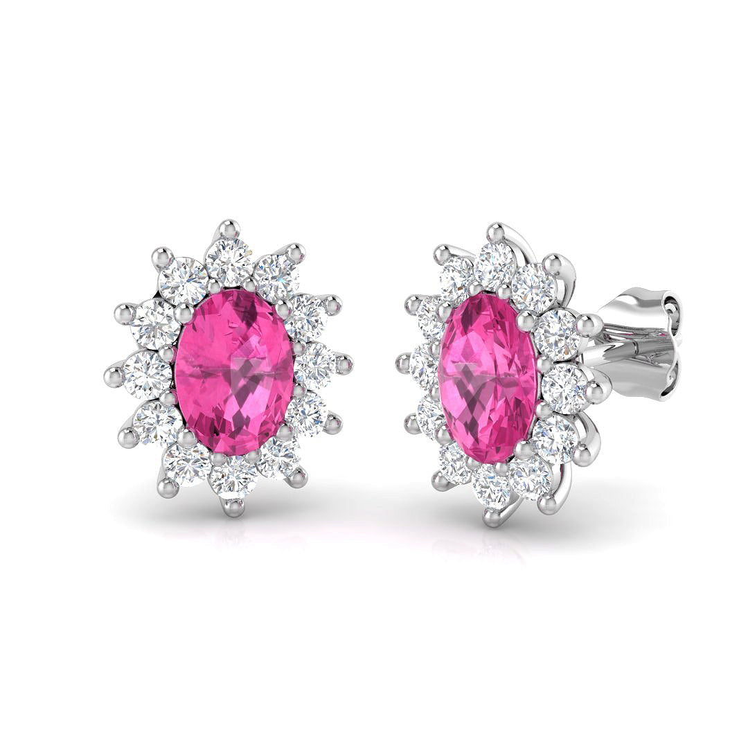 18ct White Gold 2.62ct Pink Sapphire Earrings